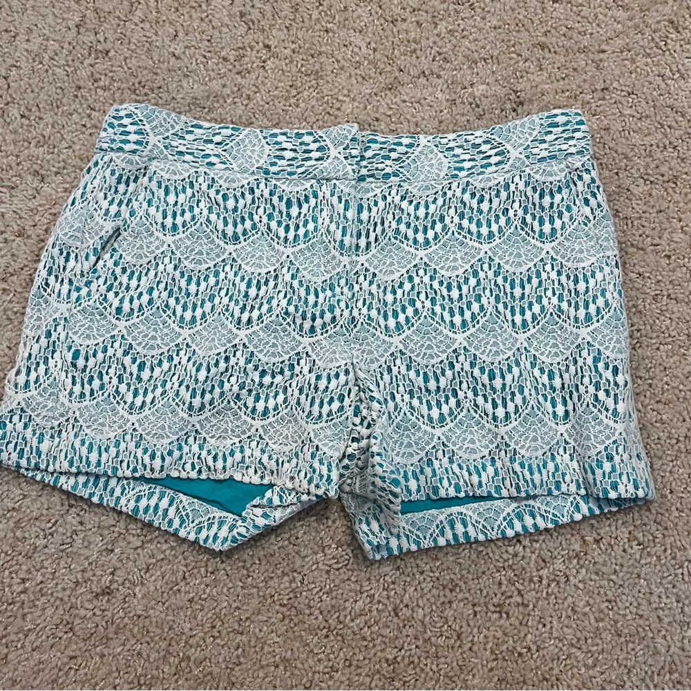 NWOT Loft Lace Overlay Teal Shorts